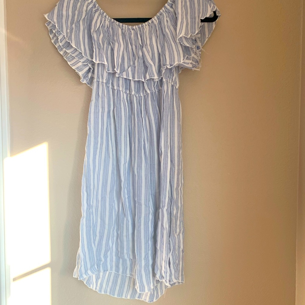 Velvet Torch blue and white mini dress.